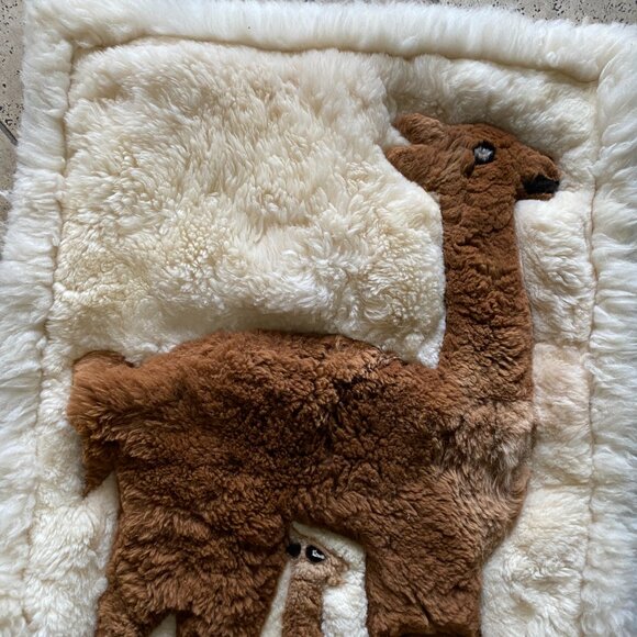 Vintage Llama Alpaca Fur Wall Hanging Rug Peru Tapestry Patchwork Hide 29"×43" - Picture 6 of 9